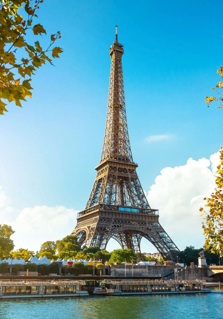 Eiffel Tower and the Seine at golden hour